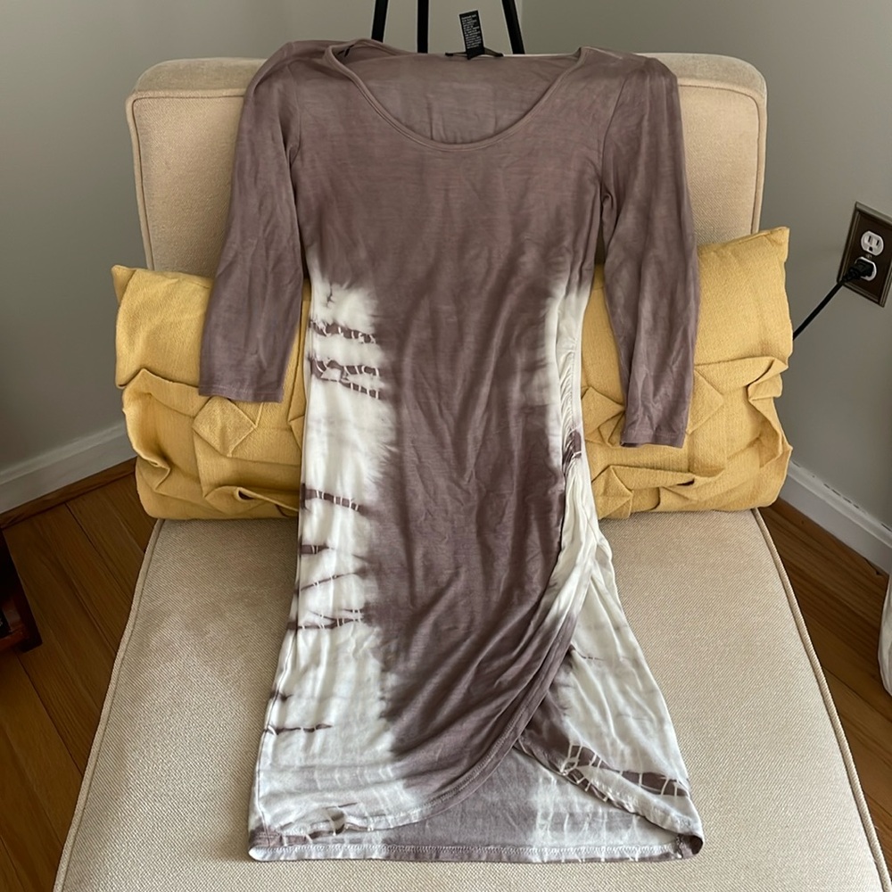 Forever 21 body con dress taupe, and white tie-dye size small